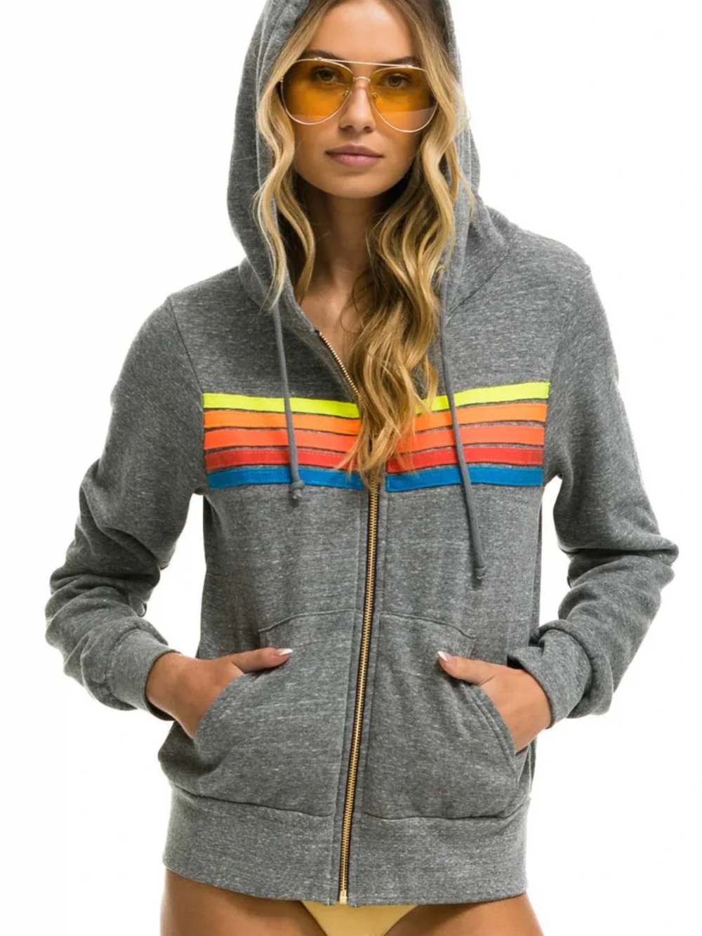 Aviator Nation 5 Stripe Neon Rainbow Sweatshirt & Sweatpants